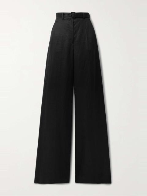 Mabon belted linen wide-leg pants