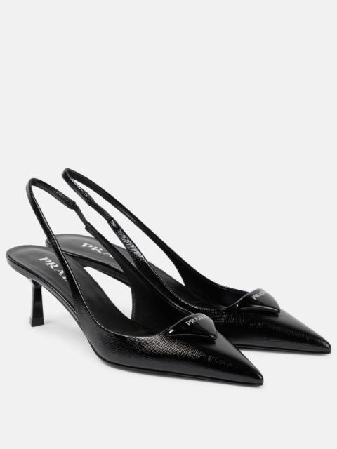 Prada Logo 55 leather slingback pumps