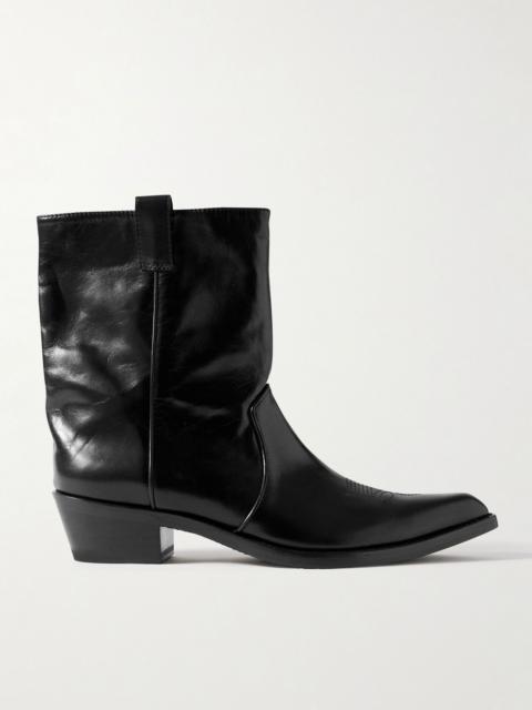 KHAITE Clive embroidered leather ankle boots Black