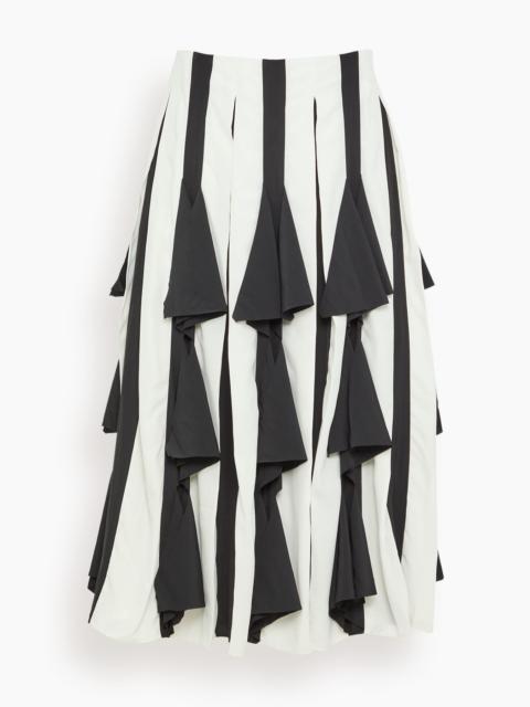 Lanvin Pleated Midi Skirt in Ecru/Black