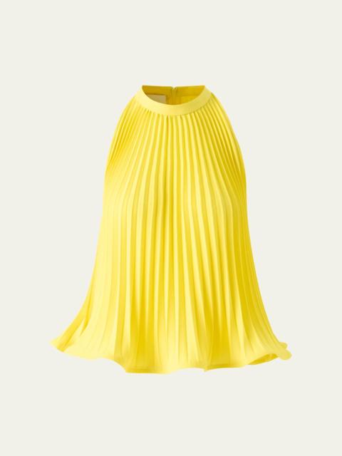 AKRIS Plisse Crepe Halter Blouse