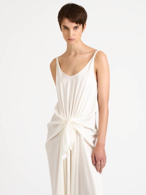 WOMENS KNOTTED WAIST LONGLINE DRESS IN OFF WHITE