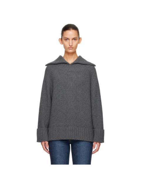 Victoria Beckham Gray Wide Collar Jumper Sweater