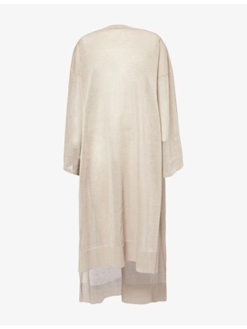 Alaïa Relaxed-Fit Boat-Neck Linen-And-Silk Midi Kaftan Dress