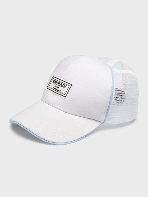Balmain Men's Mesh Back Rubber Label Baseball Hat