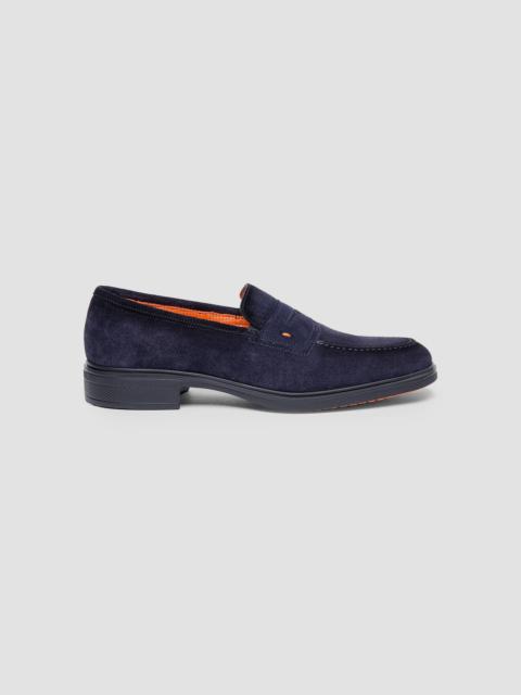 Santoni Men's Easy Suede Penny Loafers - Blue