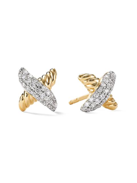 DAVID YURMAN Women's Petite X Stud Earrings in 18K Yellow Gold with Diamonds, 8.4mm - Diamond
