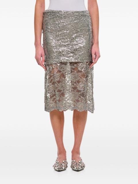 THE ATTICO lace overlay metallic-sheen skirt