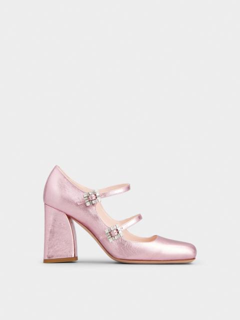 Roger Vivier Mini Très Vivier Strass Buckle Babies Pumps in Leather