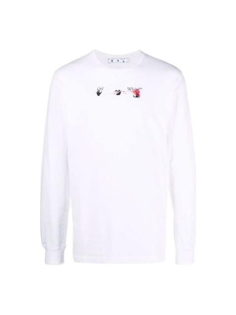 Off-White Men's Off-White Arrow Pattern Printing Long Sleeves Ordinary White T-Shirt OMAB001F21JER0050132