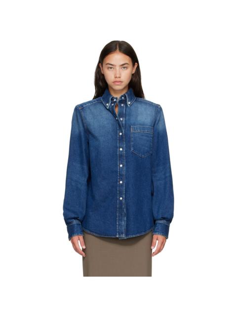 MUGLER Blue Washed Denim Power Shirt