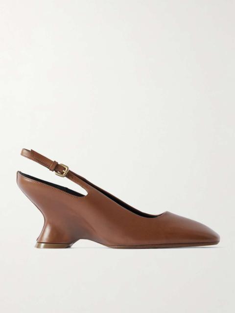 Dries Van Noten Leather slingback pumps Tan