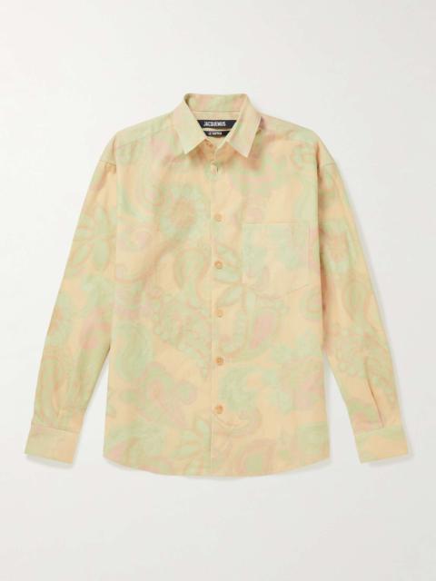 Logo-Embroidered Paisley and Floral-Print Cotton Shirt