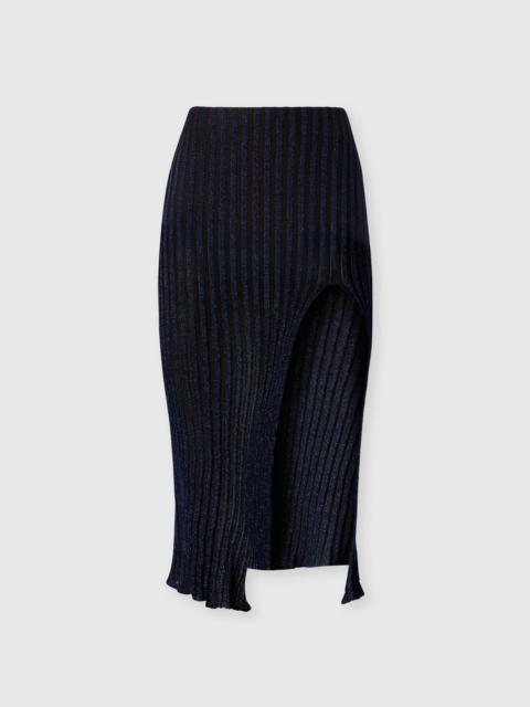 Missoni Ribbed viscose lamé midi skirt with slit