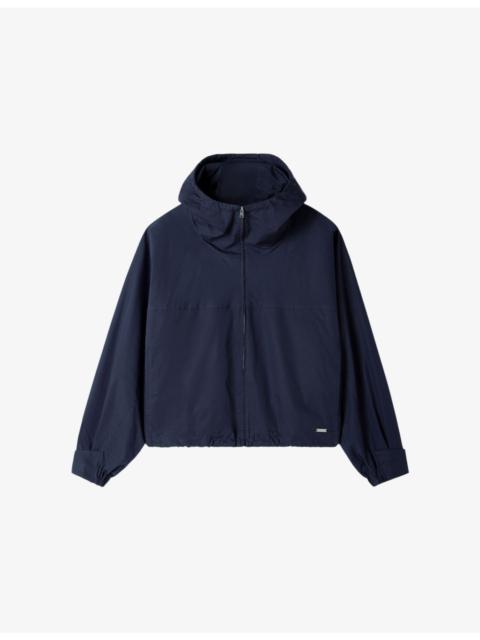 Sandro Hooded Zip-Up Cotton-Blend Jacket