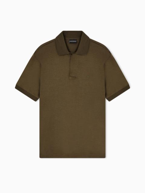 EMPORIO ARMANI TRAVEL ESSENTIAL LYOCELL-BLEND JERSEY POLO SHIRT