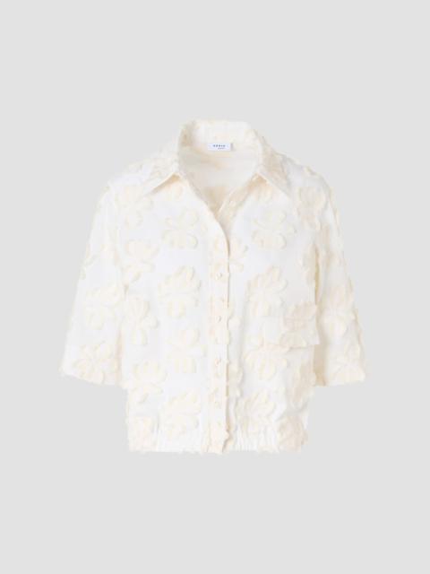 AKRIS Women's Floral-Appliqué Cotton Shirt - Cream Ivory