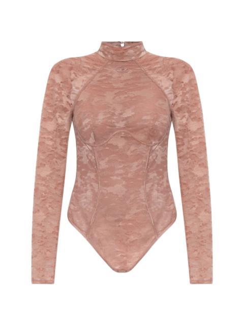 Diesel lace-overlay open-back bodysuit