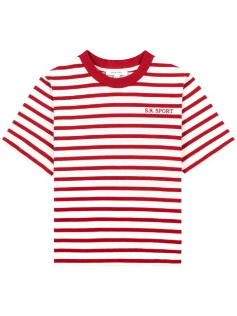 Sporty & Rich logo-embroidered striped T-shirt