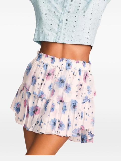 LoveShackFancy ruffled floral-pattern mini skirt