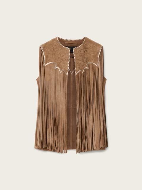ALLSAINTS CARTER WHIPSTITCH SUEDE TASSEL GILET
