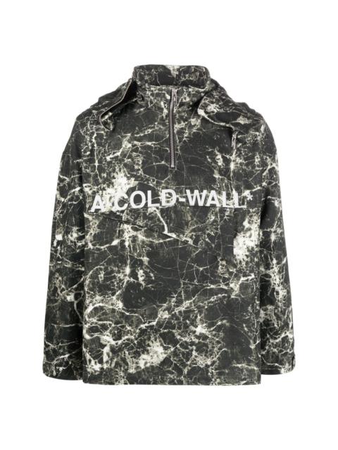 marble-print pullover jacket