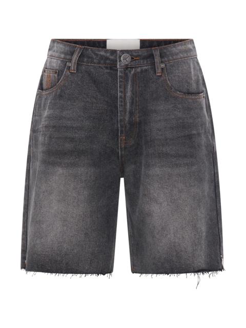 ONE TEASPOON Jacksons Mid Waist Wide Leg Denim Shorts - Worn Black