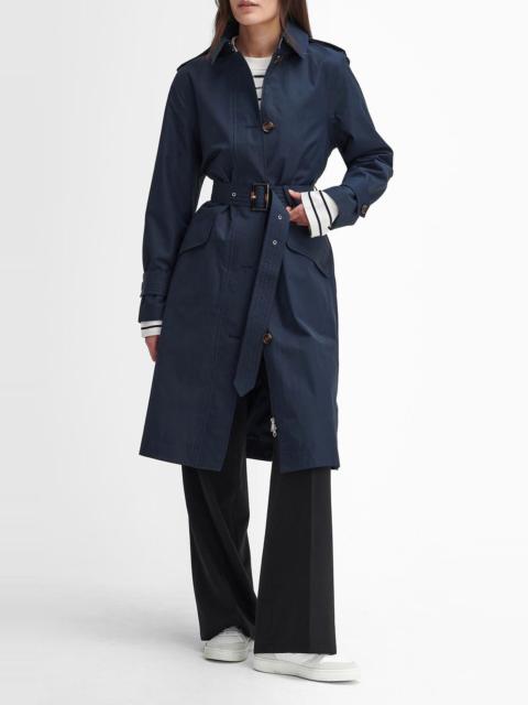 Barbour Camilla Waterproof Trench Coat in Dark Navy/Classic Tartan at Nordstrom