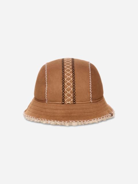UGG ® Women's Atherson Embroidered Hat Sheepskin in Chestnut