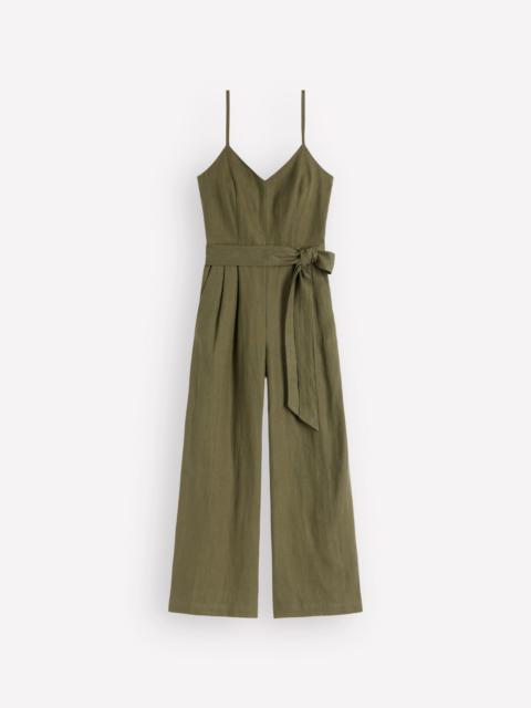 BODEN Strappy Linen Jumpsuit-Winter Moss