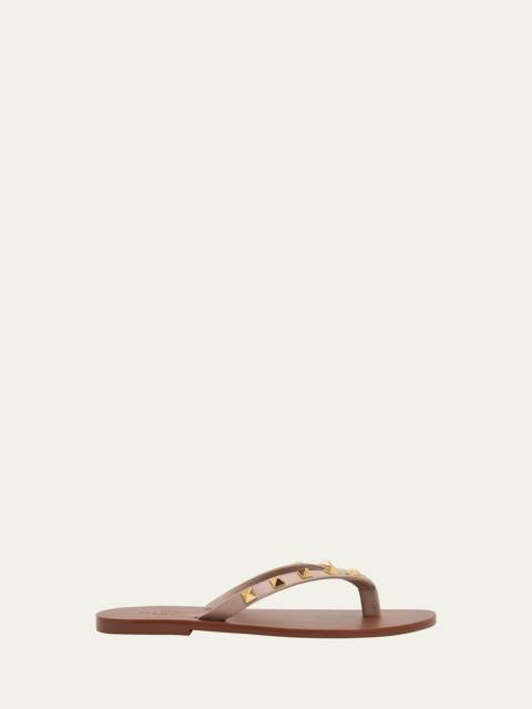 Valentino Rockstud Leather Flat Thong Sandals