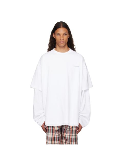 VETEMENTS White 'Date Me Please' Layered Long Sleeve T-Shirt