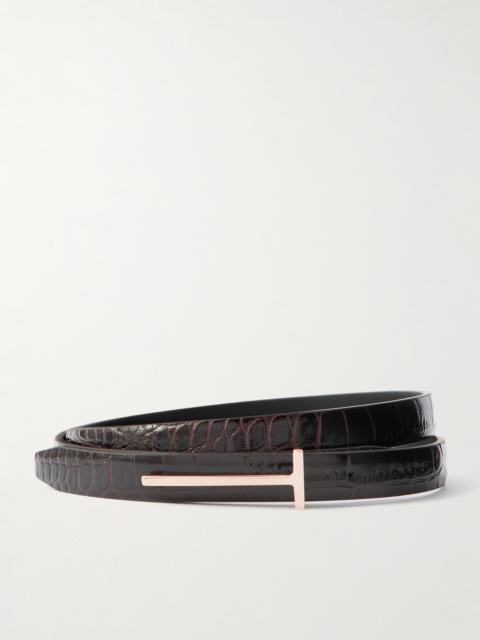 TOM FORD Croc-effect Leather Belt