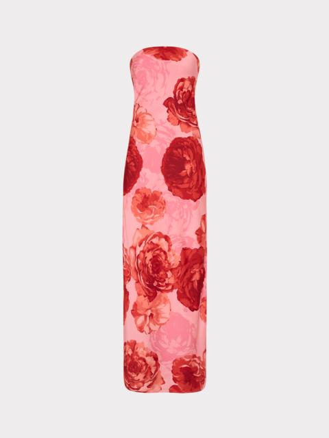 MILLY Vera Satin Floral Maxi Dress