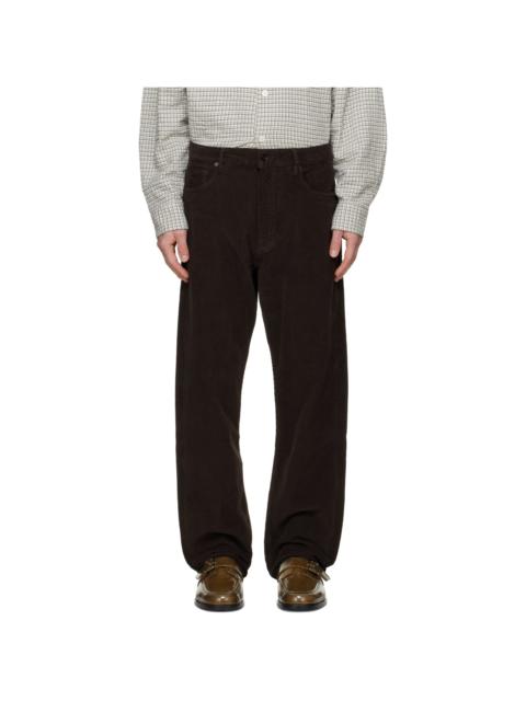 Studio Nicholson Brown Riso Corduroy Straight Leg Trousers