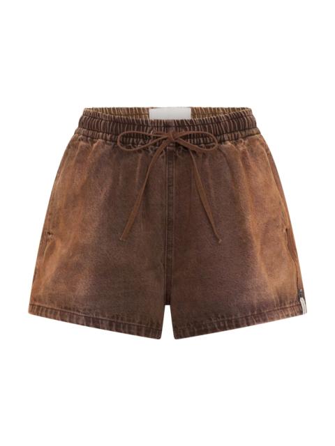 ONE TEASPOON Boxer Drawstring Waist Denim Shorts - Ranch Brown