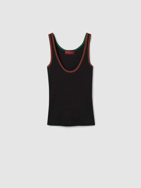 GUCCI Cotton rib tank top with Web