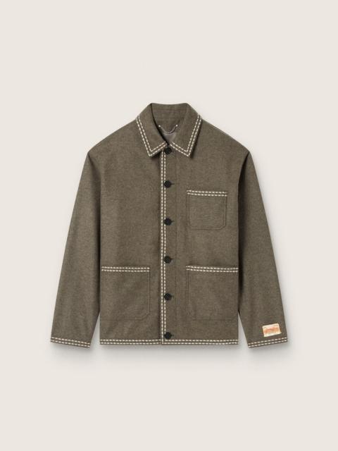 Golden Goose Men's gray wool jacket with white stitching