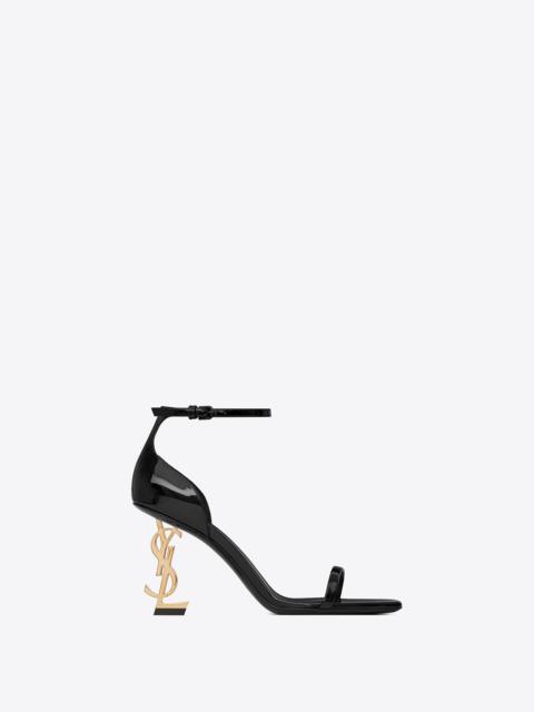 SAINT LAURENT opyum sandals in patent leather with gold-tone heel