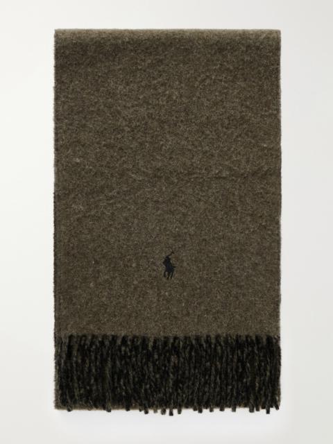 Polo Ralph Lauren Logo-Embroidered Reversible Fringed Recycled Wool and Nylon-Blend Scarf