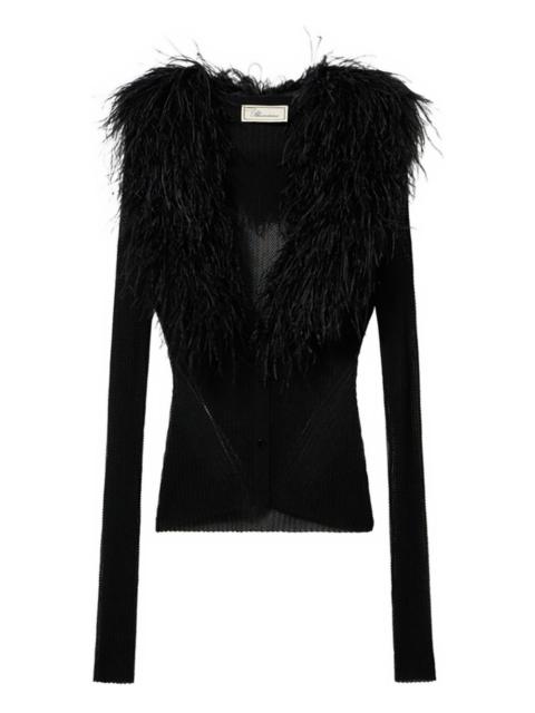 Blumarine feather-collar cardigan