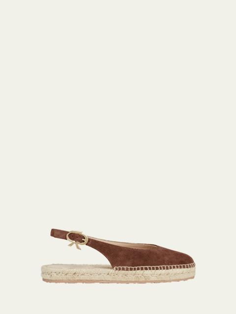 Gianvito Rossi Suede Slingback Ballerina Espadrilles