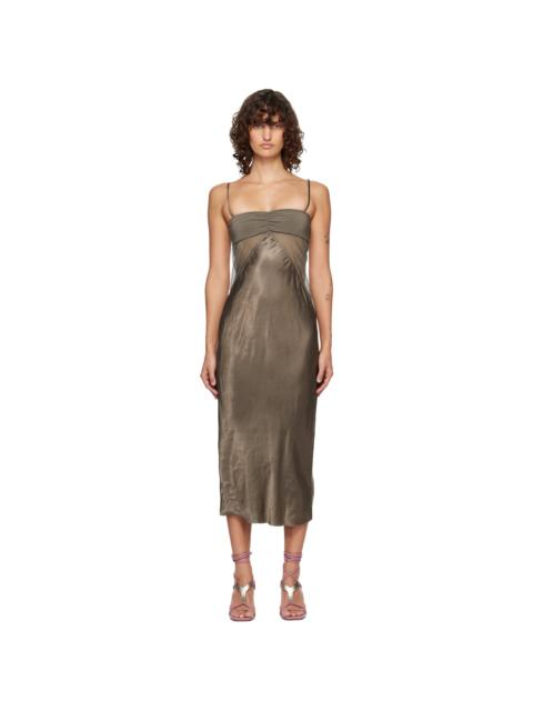 Rick Owens Gray Temple Combo Slip Midi Dress