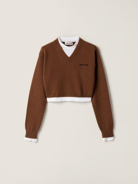 Miu Miu Cropped cashmere V-neck sweater