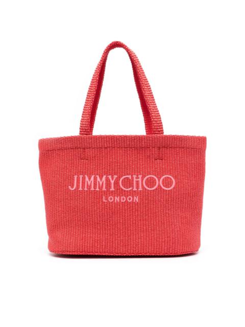 logo-embroidered beach tote bag