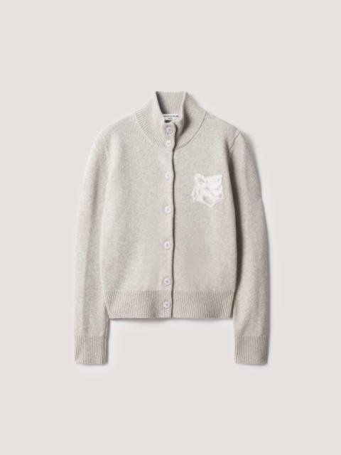 Maison Kitsuné FOX HEAD INTARSIA MERINO HIGH NECK CARDIGAN