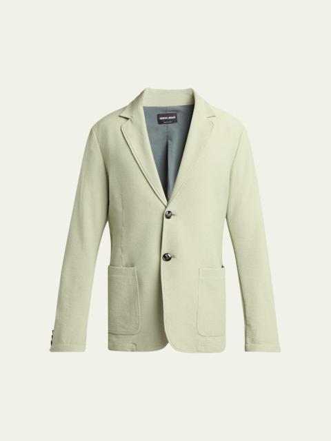 GIORGIO ARMANI Men's Seersucker Patch-Pocket Blazer