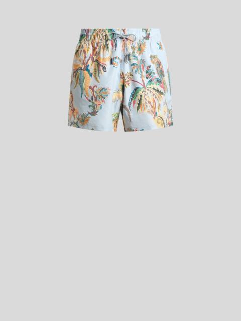 Etro SWIM SHORTS WITH PLACED PARROT AND PALM TREE PRINT