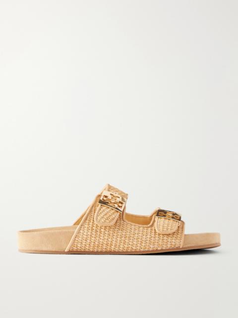 TORY BURCH Mellow Logo-embellished Raffia And Leather Sandals