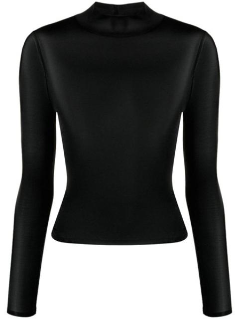 courrèges semi-transparent top with embroidered logo